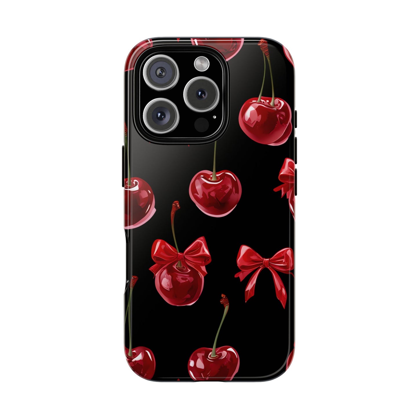 Coquette-Cherry Print Tough Phone Case - Stylish & Durable Protection