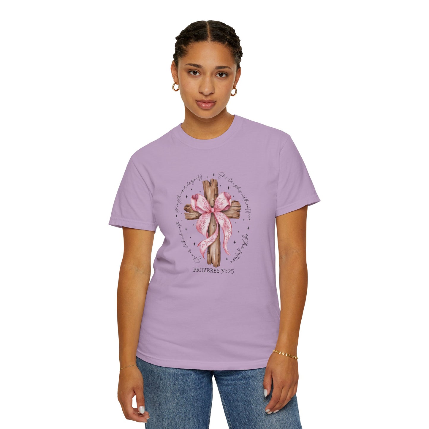 Faith-Inspired Unisex T-Shirt with Proverbs 31:25 Design Coquette