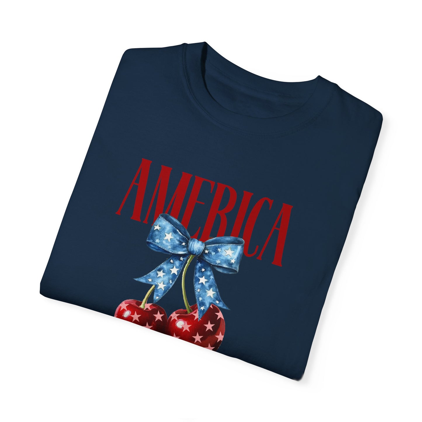 Patriotic Cherry Graphic T-Shirt for Independence Day