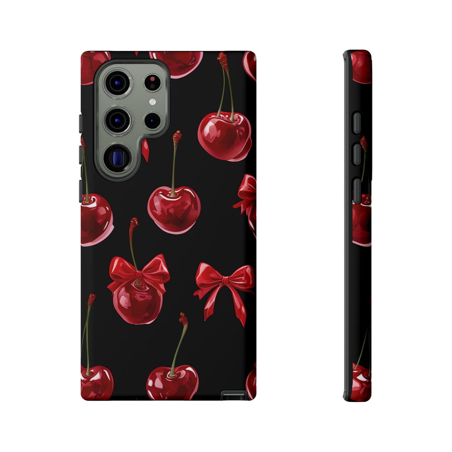 Coquette-Cherry Print Tough Phone Case - Stylish & Durable Protection