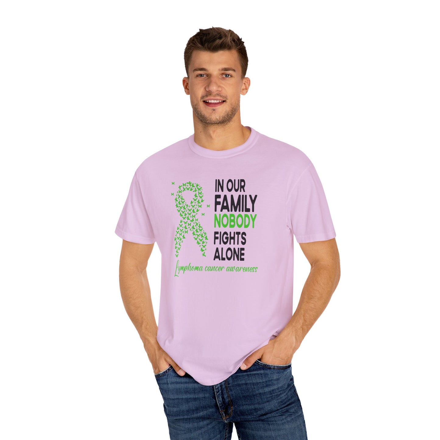 Lymphoma Awareness T-Shirt, Family Support Tee, Garment-Dyed Shirt, Cancer Awareness Apparel, Gift for Caregivers, 5K Event Shirt