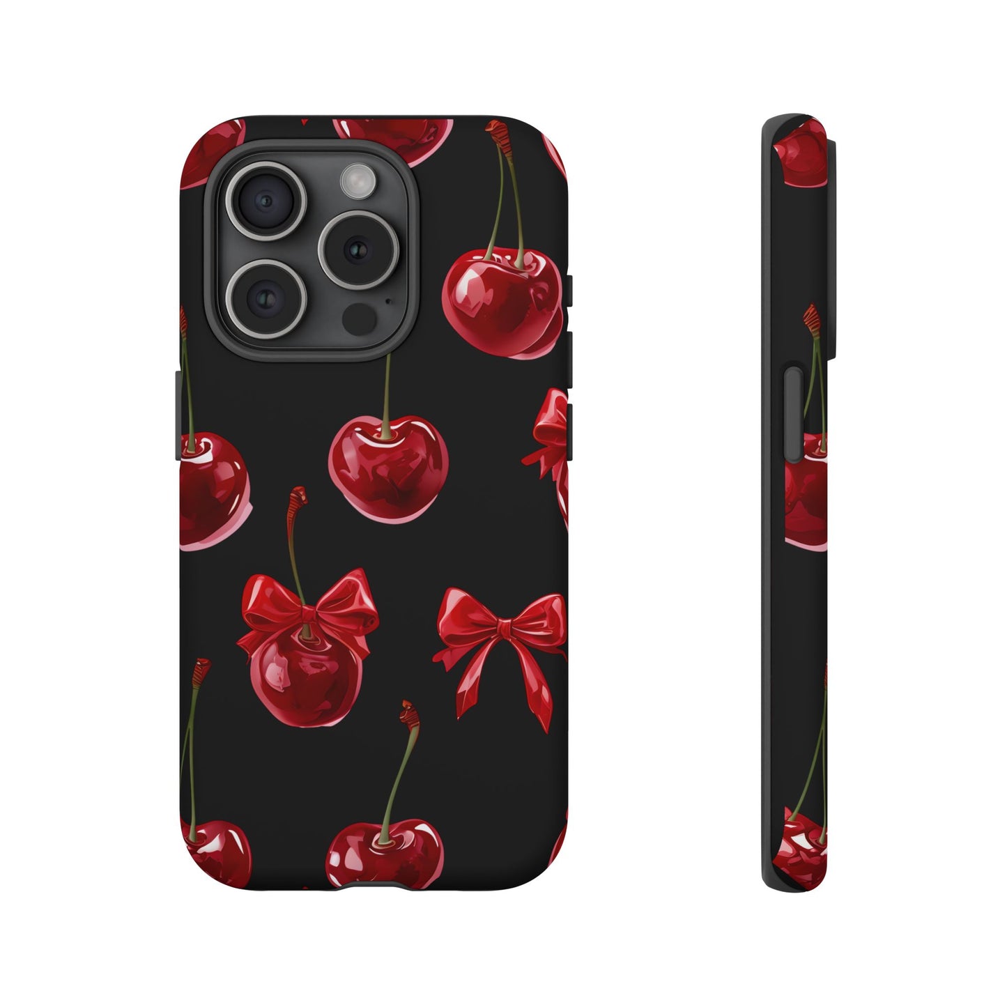 Coquette-Cherry Print Tough Phone Case - Stylish & Durable Protection