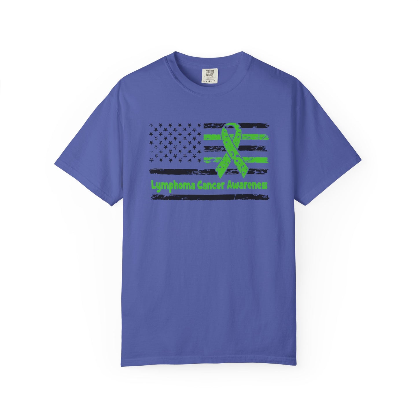 Lymphoma Awareness T-Shirt, Unisex Garment-Dyed Tee, Cancer Support Shirt, Green Ribbon Tee, Gift for Awareness Events