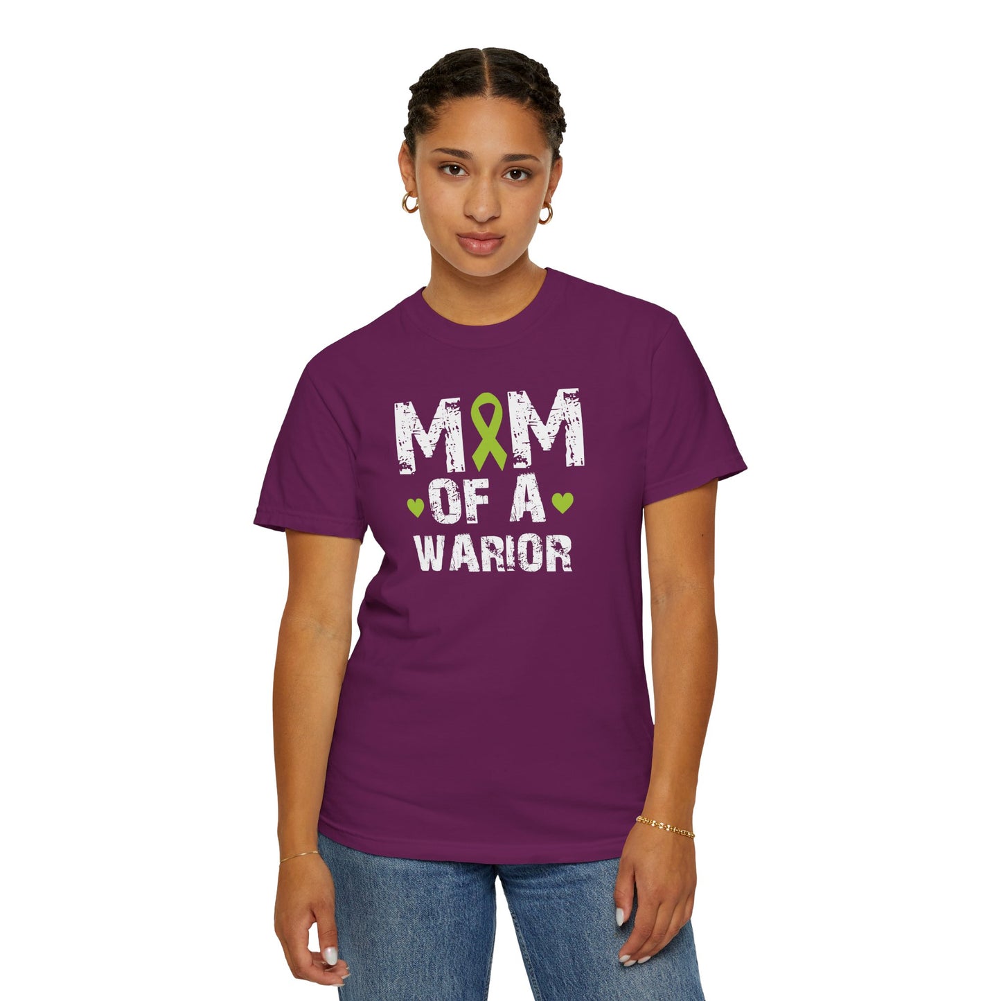 Mom of a Warrior T-Shirt, Garment-Dyed Tee for Support, Awareness Gift, Fight Against Cancer, Mother's Day Apparel