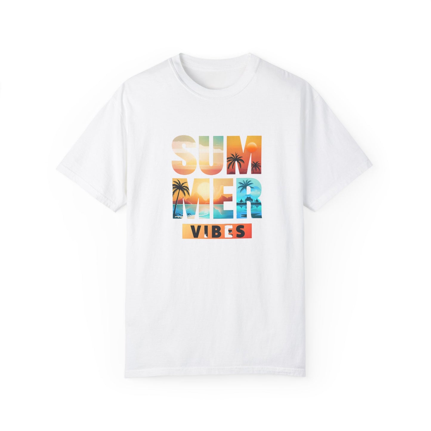 Summer Vibes Unisex Garment-Dyed T-shirt - Relaxed Beach Style Tee
