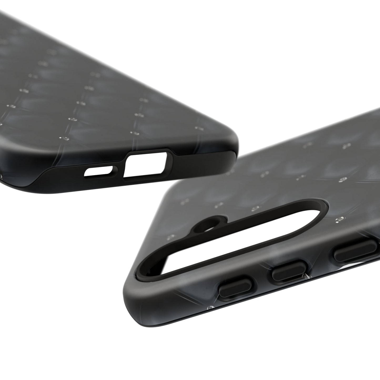 Stylish Tough Phone Case - Elegant Black Quilted Design