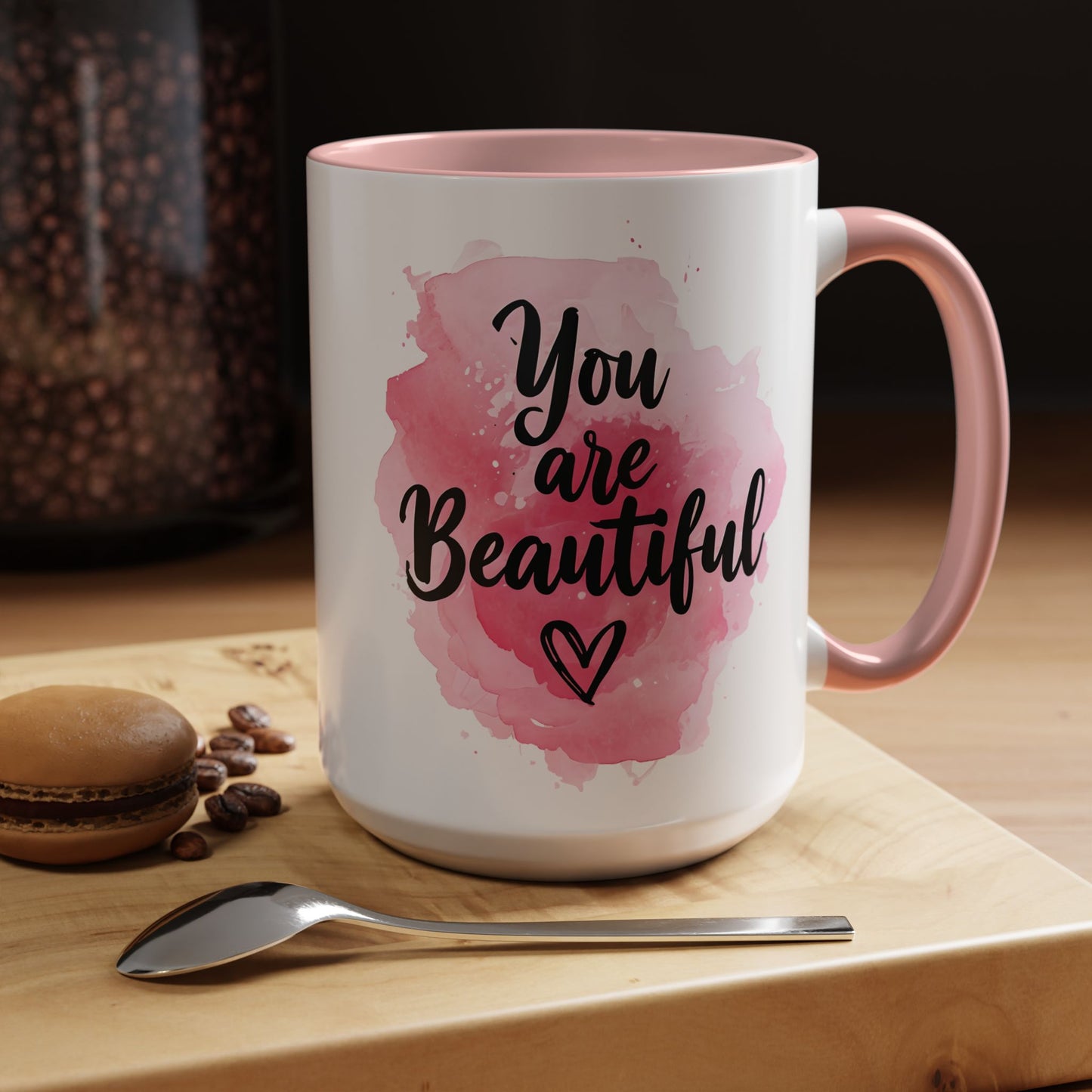 Inspirational Accent Coffee Mug - "You are Beautiful" - Perfect Gift for Friends and Self-Care Moments