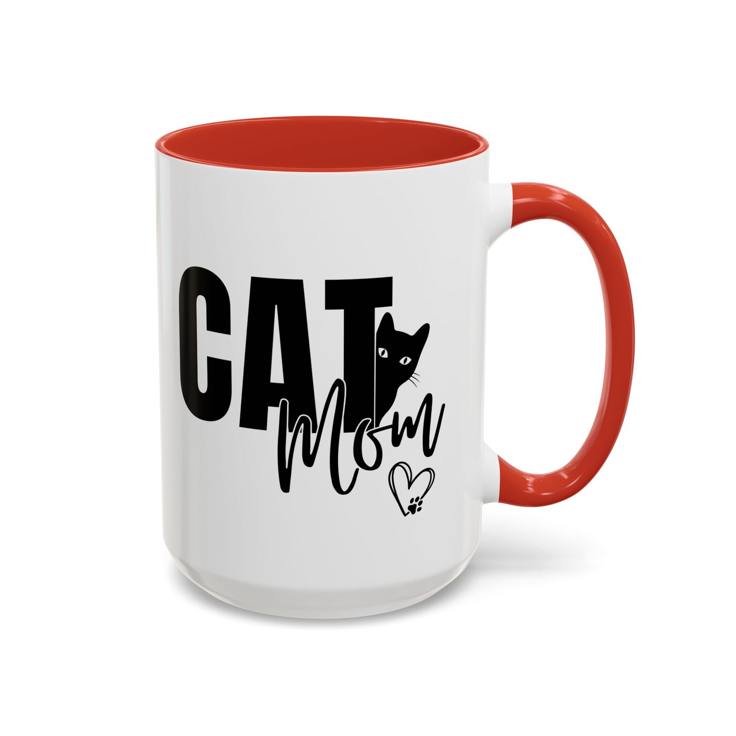 Cat Mom Accent 15oz Coffee Mug – Perfect Gift for Cat Lovers