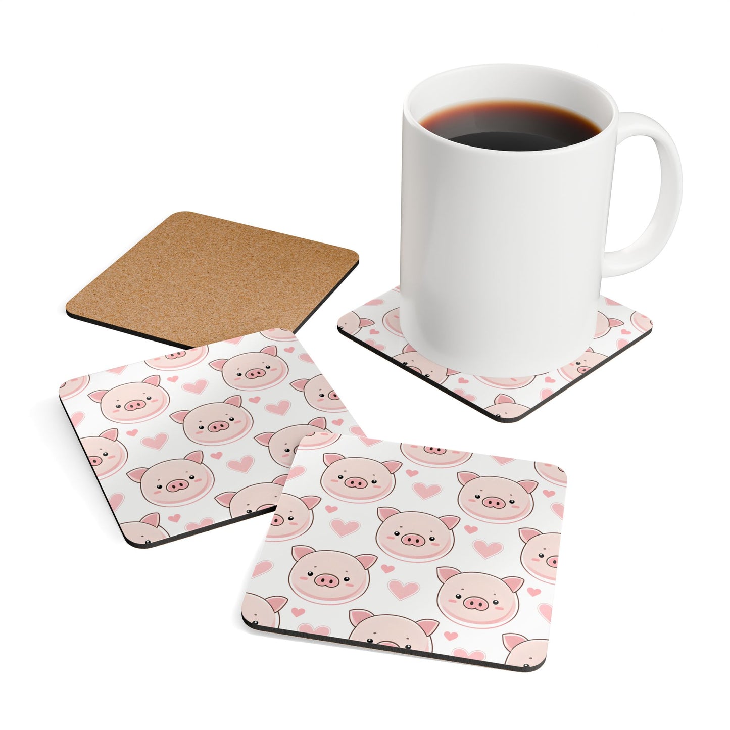 Cute Pig Cork Coaster Set - Perfect for Animal Lovers and Home Decor