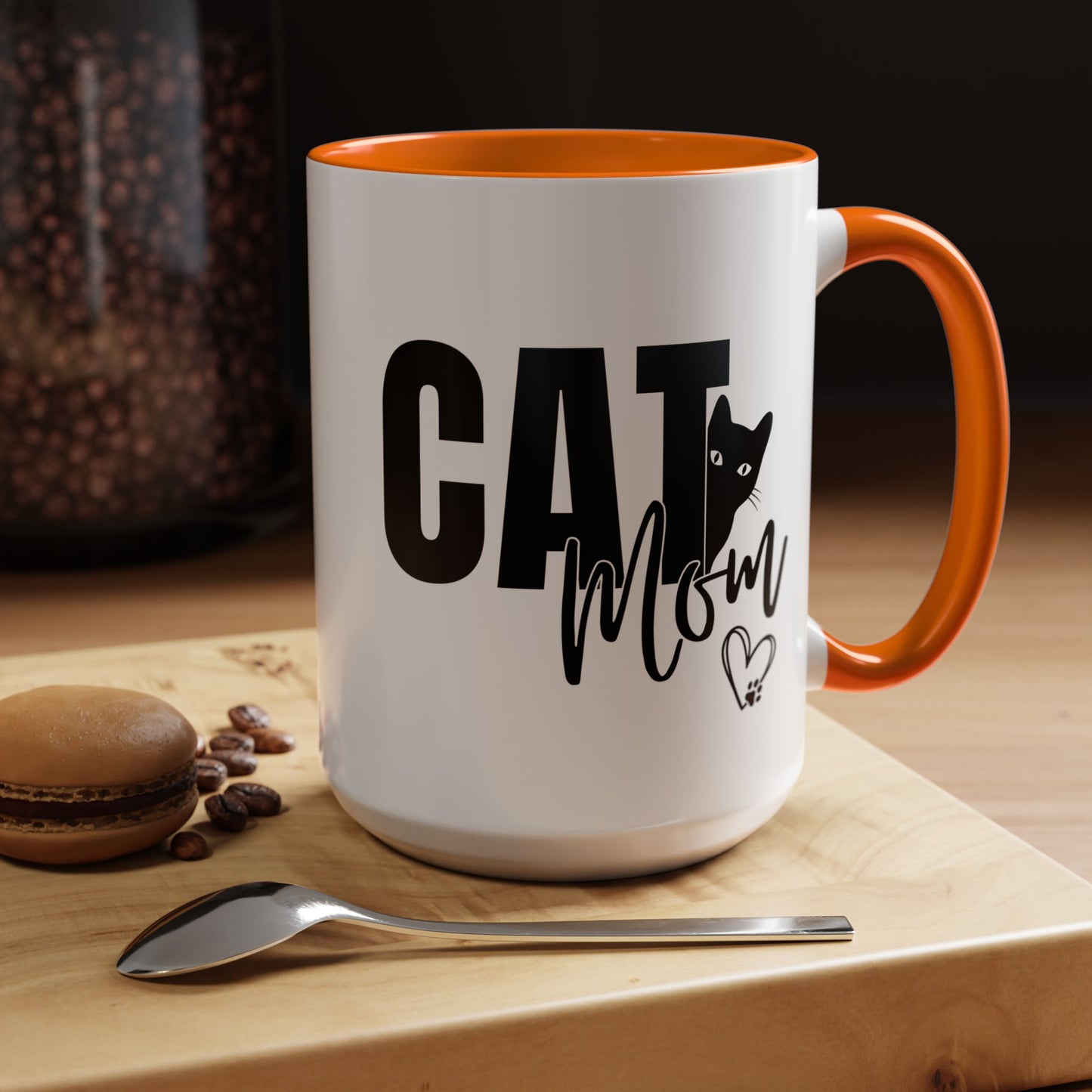 Cat Mom Accent 15oz Coffee Mug – Perfect Gift for Cat Lovers