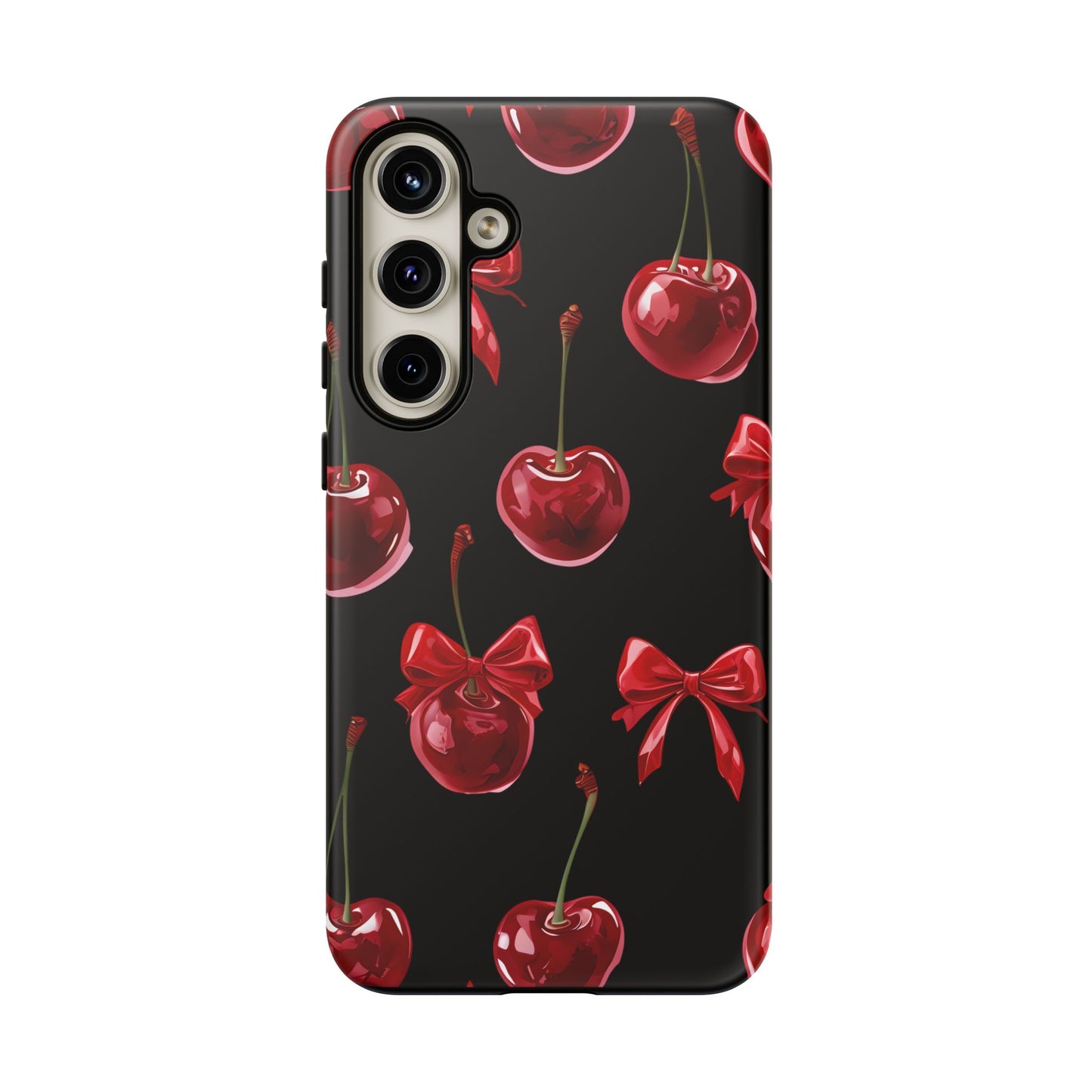 Coquette-Cherry Print Tough Phone Case - Stylish & Durable Protection