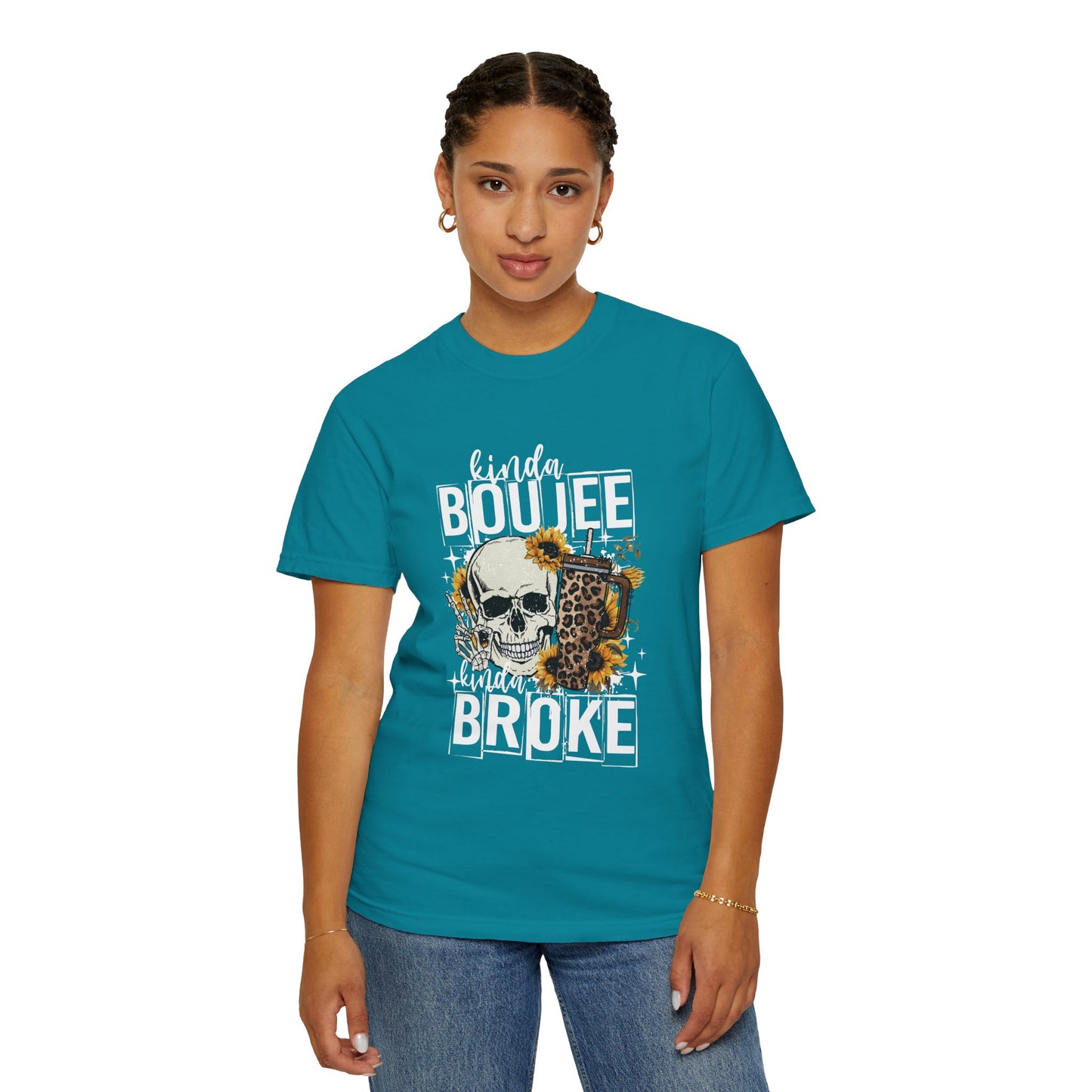 Kinda Boujee Kinda Broke White Unisex Garment-Dyed T-Shirt - Trendy Casual Wear for Fashion Lovers
