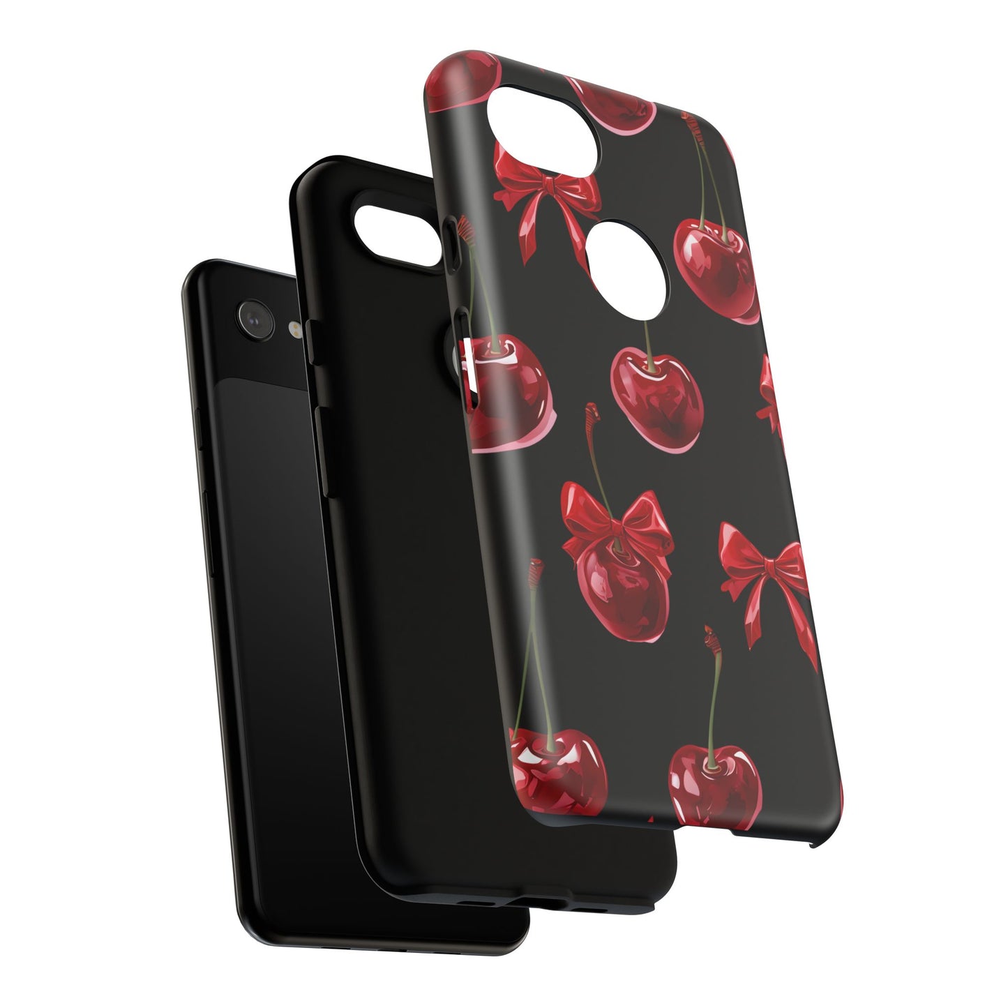 Coquette-Cherry Print Tough Phone Case - Stylish & Durable Protection