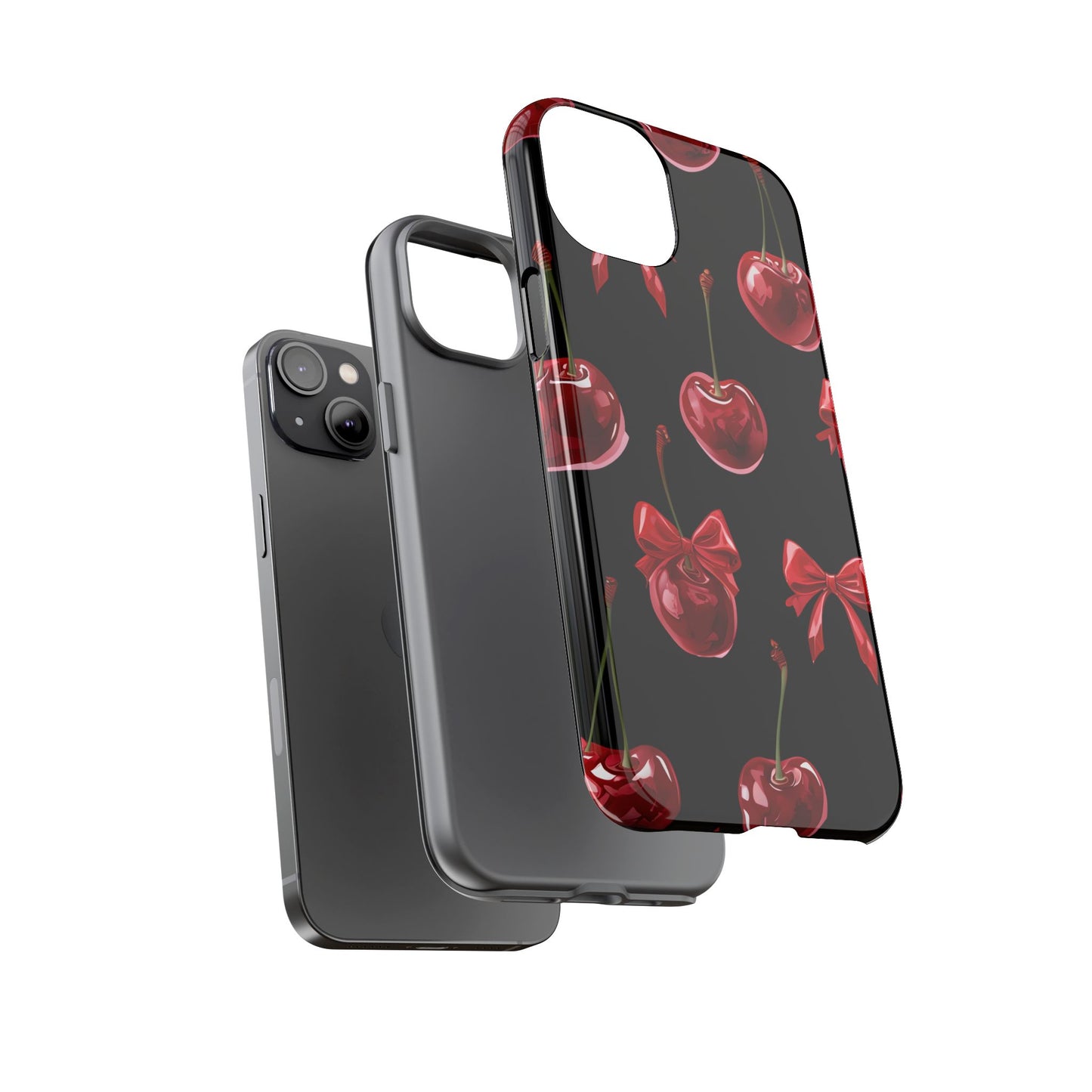 Coquette-Cherry Print Tough Phone Case - Stylish & Durable Protection