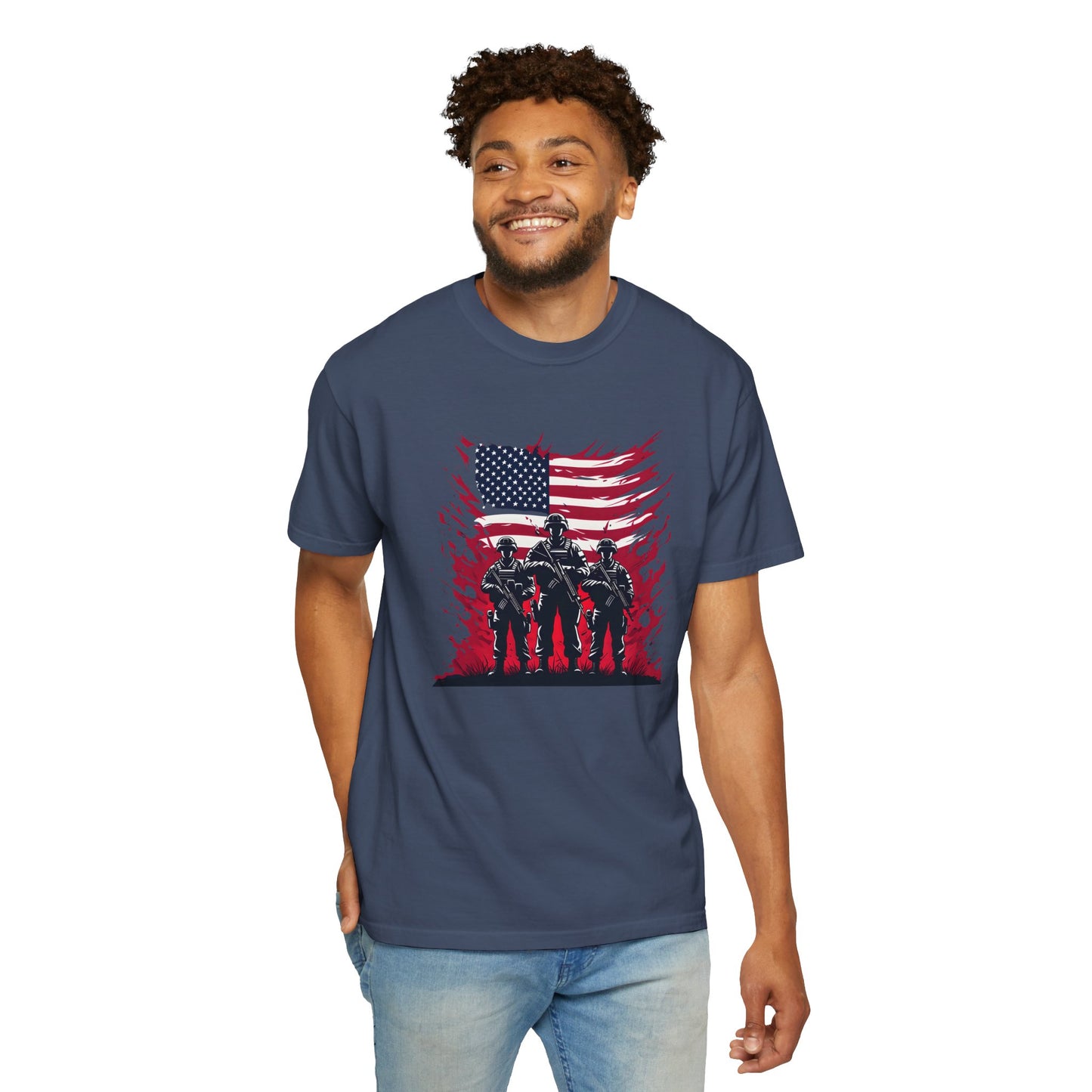 Patriotic Men’s Garment-Dyed T-Shirt | American Flag Design