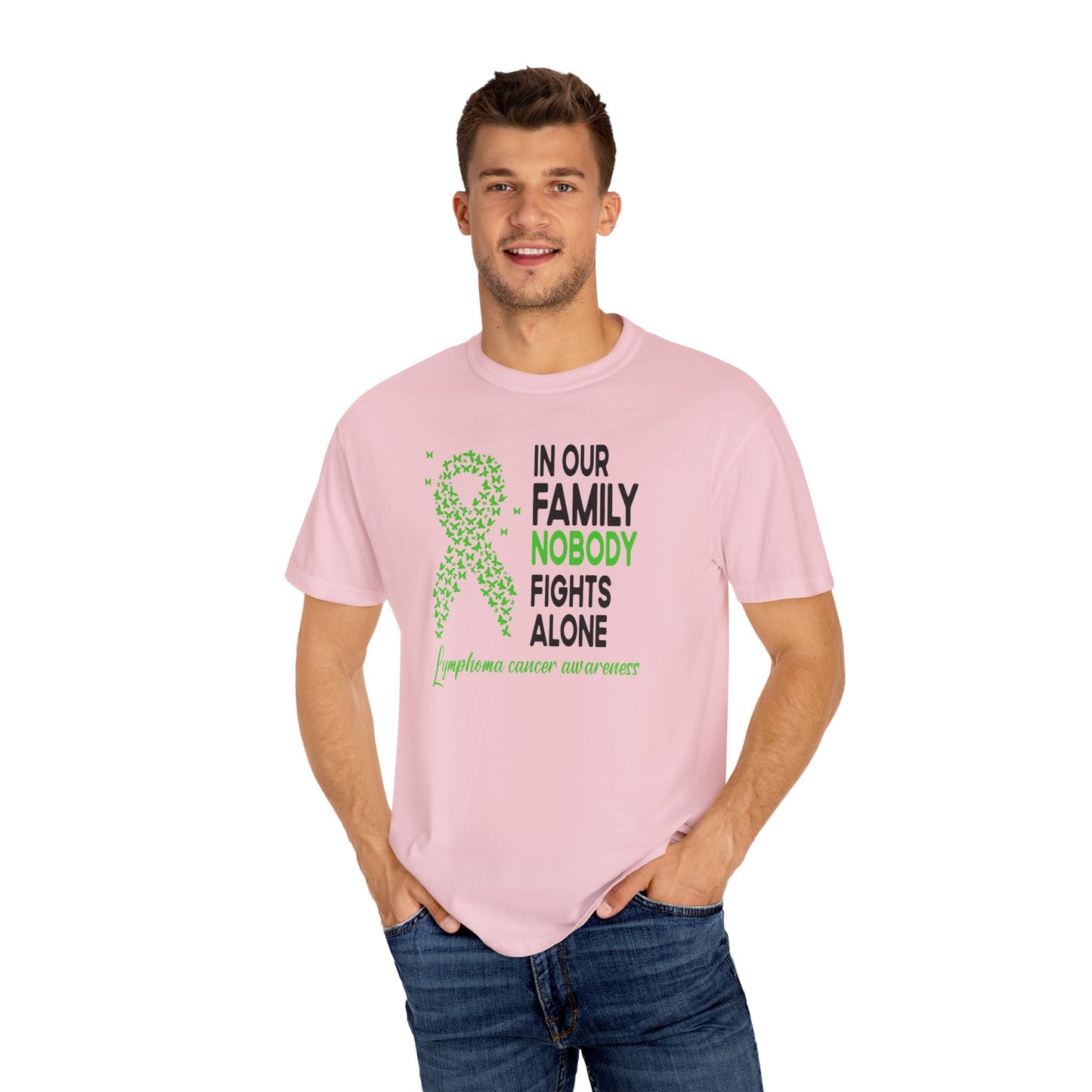 Lymphoma Awareness T-Shirt, Family Support Tee, Garment-Dyed Shirt, Cancer Awareness Apparel, Gift for Caregivers, 5K Event Shirt