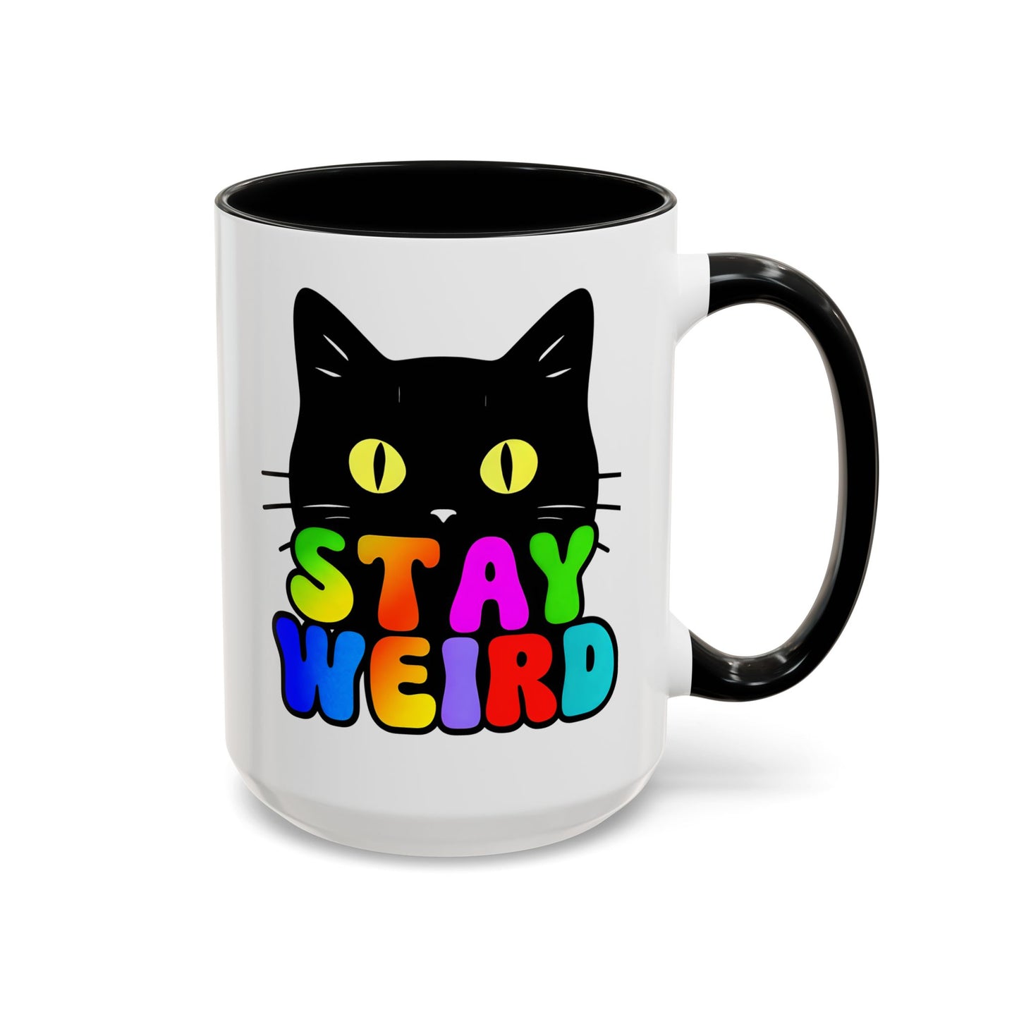 Stay Weird Cat Accent Coffee Mug | Fun Colorful Design for Cat Lovers