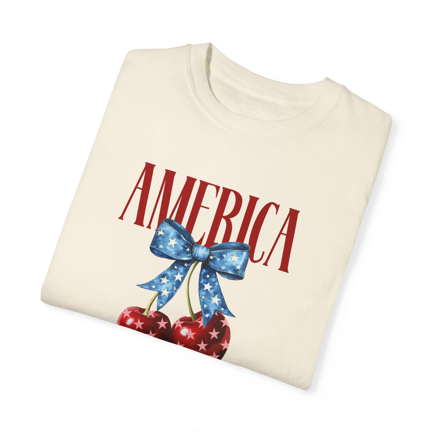Patriotic Cherry Graphic T-Shirt for Independence Day