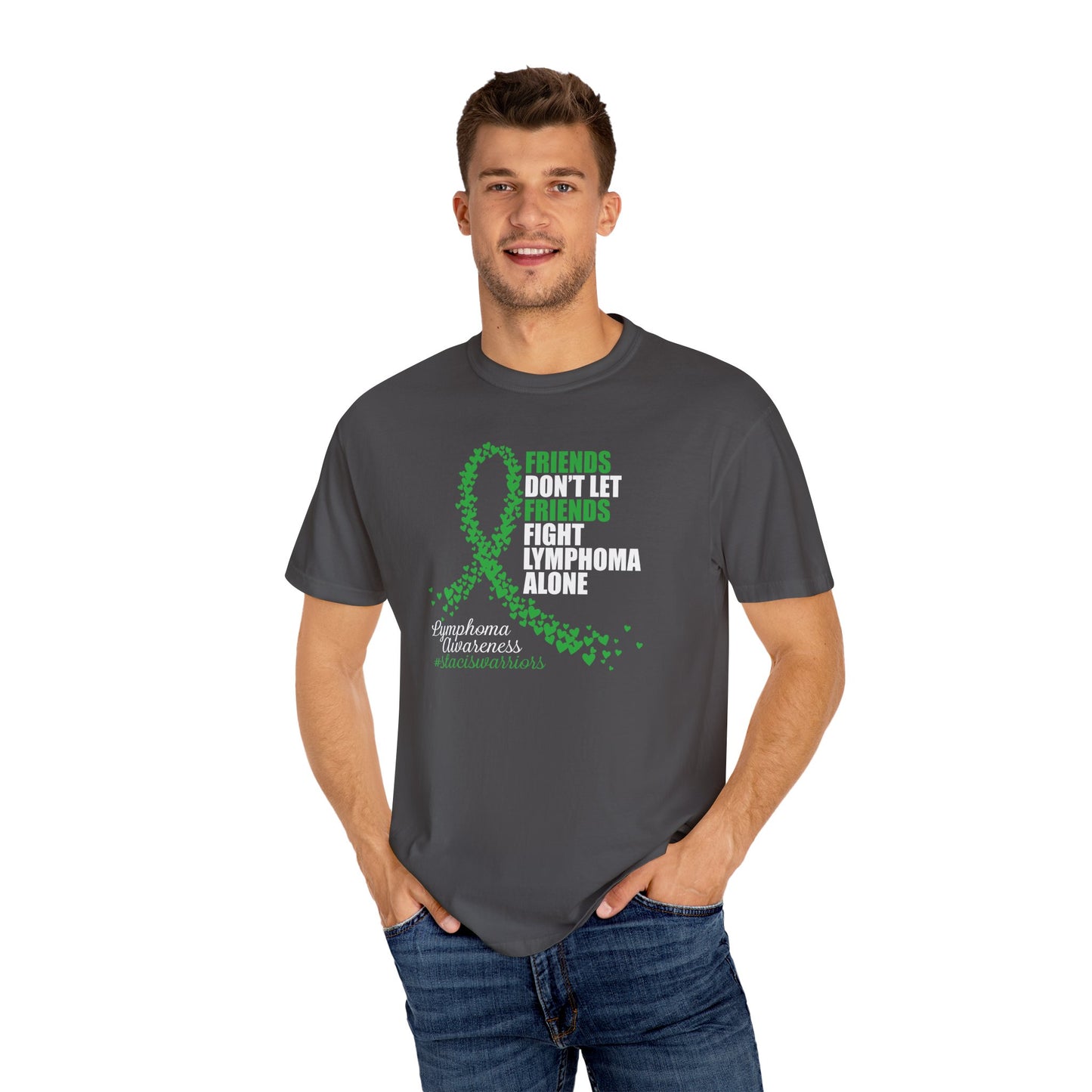 Supportive Lymphoma Awareness T-Shirt, Comfort Tee, Unisex Gift, Pink Ribbon Shirt, Friendship Tee, Cancer Awareness