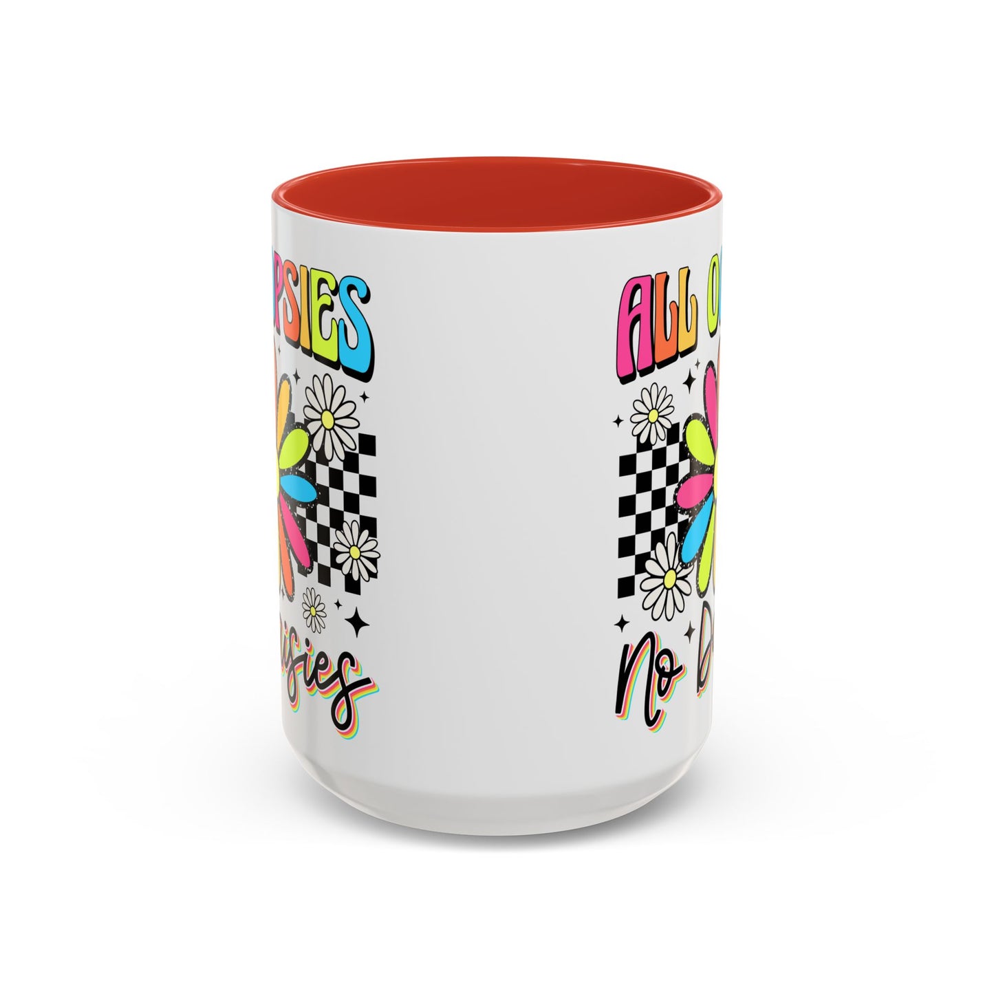 Colorful Flower Accent 15oz. Coffee Mug - 'All Oopsies, No Daisies'