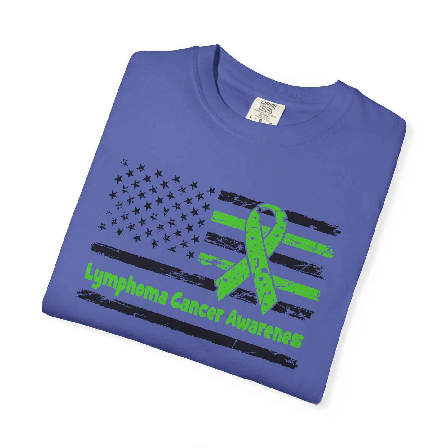 Lymphoma Awareness T-Shirt, Unisex Garment-Dyed Tee, Cancer Support Shirt, Green Ribbon Tee, Gift for Awareness Events