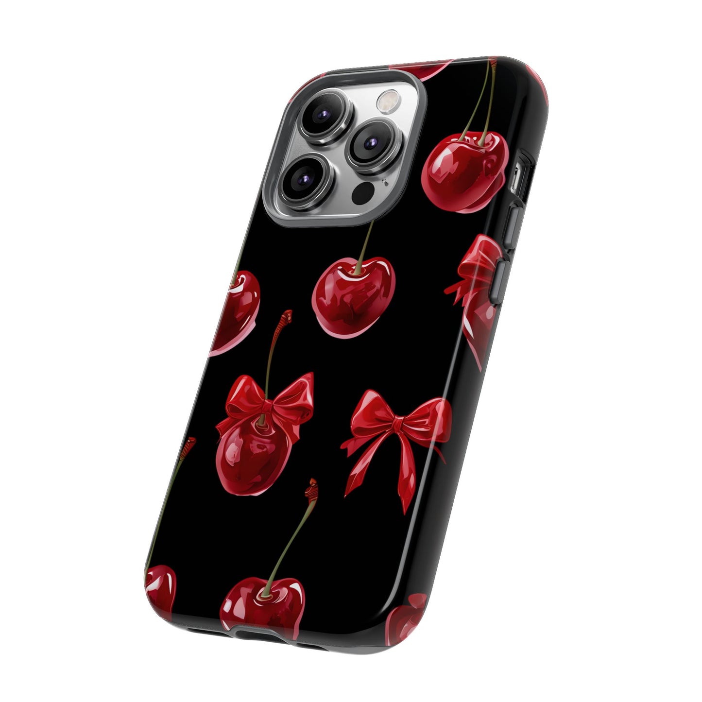 Coquette-Cherry Print Tough Phone Case - Stylish & Durable Protection