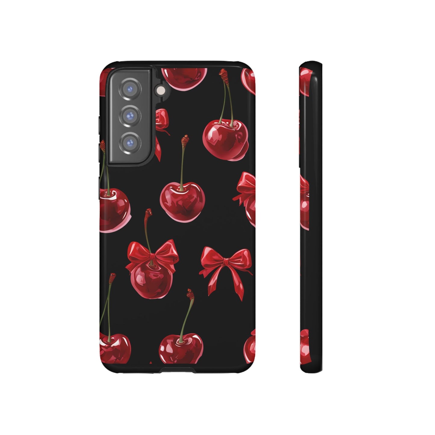 Coquette-Cherry Print Tough Phone Case - Stylish & Durable Protection
