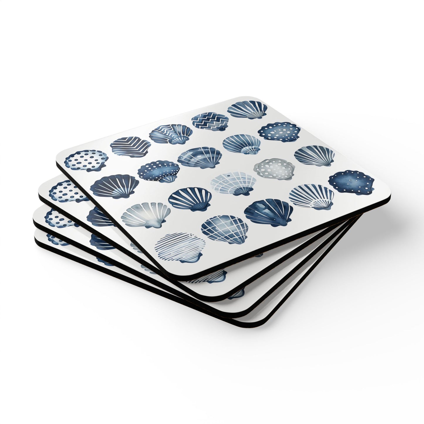 Nautical Shell Cork Coaster Set - Beach Decor for Home & Garden