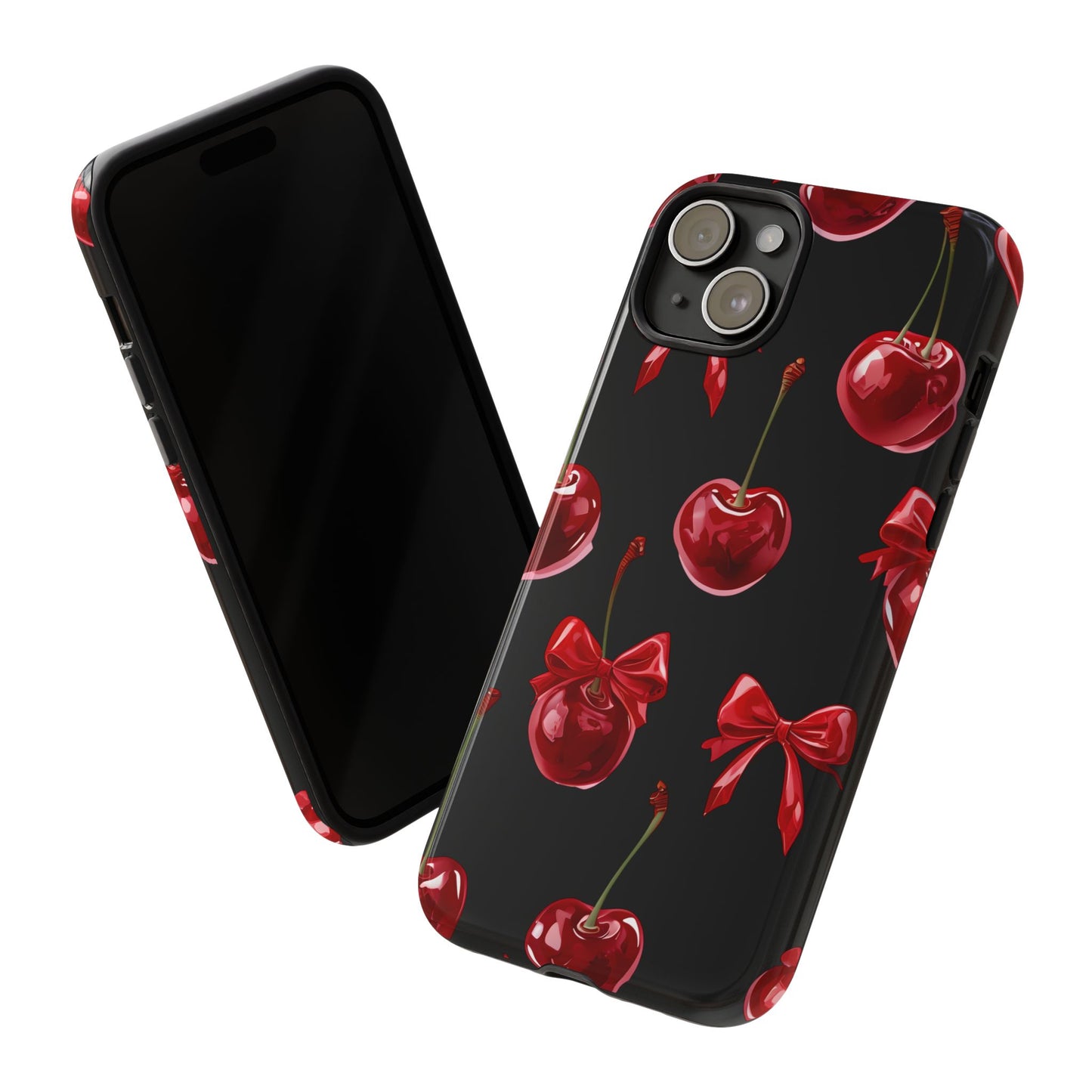 Coquette-Cherry Print Tough Phone Case - Stylish & Durable Protection