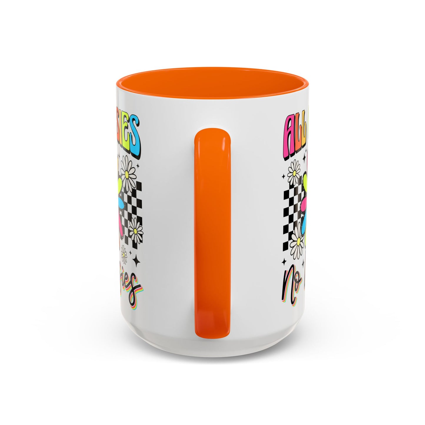 Colorful Flower Accent 15oz. Coffee Mug - 'All Oopsies, No Daisies'