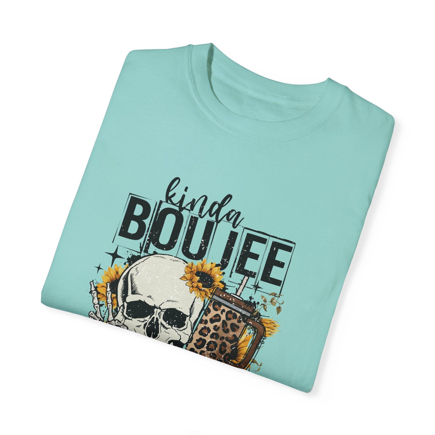 Kinda Boujee Kinda Broke Black Unisex Garment-Dyed T-shirt - Trendy Casual Wear for Cool Vibes