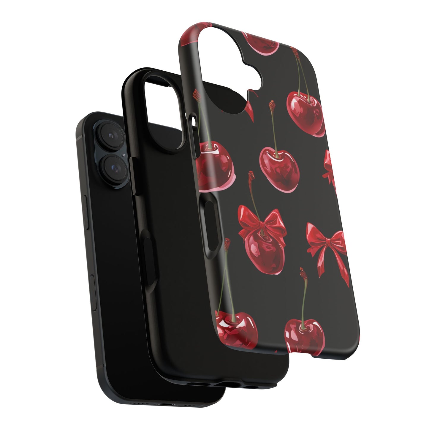 Coquette-Cherry Print Tough Phone Case - Stylish & Durable Protection