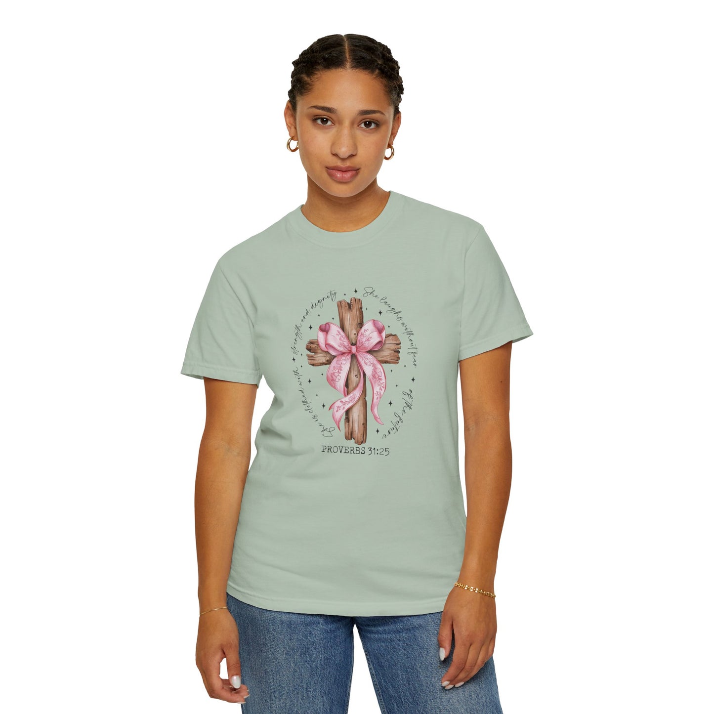 Faith-Inspired Unisex T-Shirt with Proverbs 31:25 Design Coquette