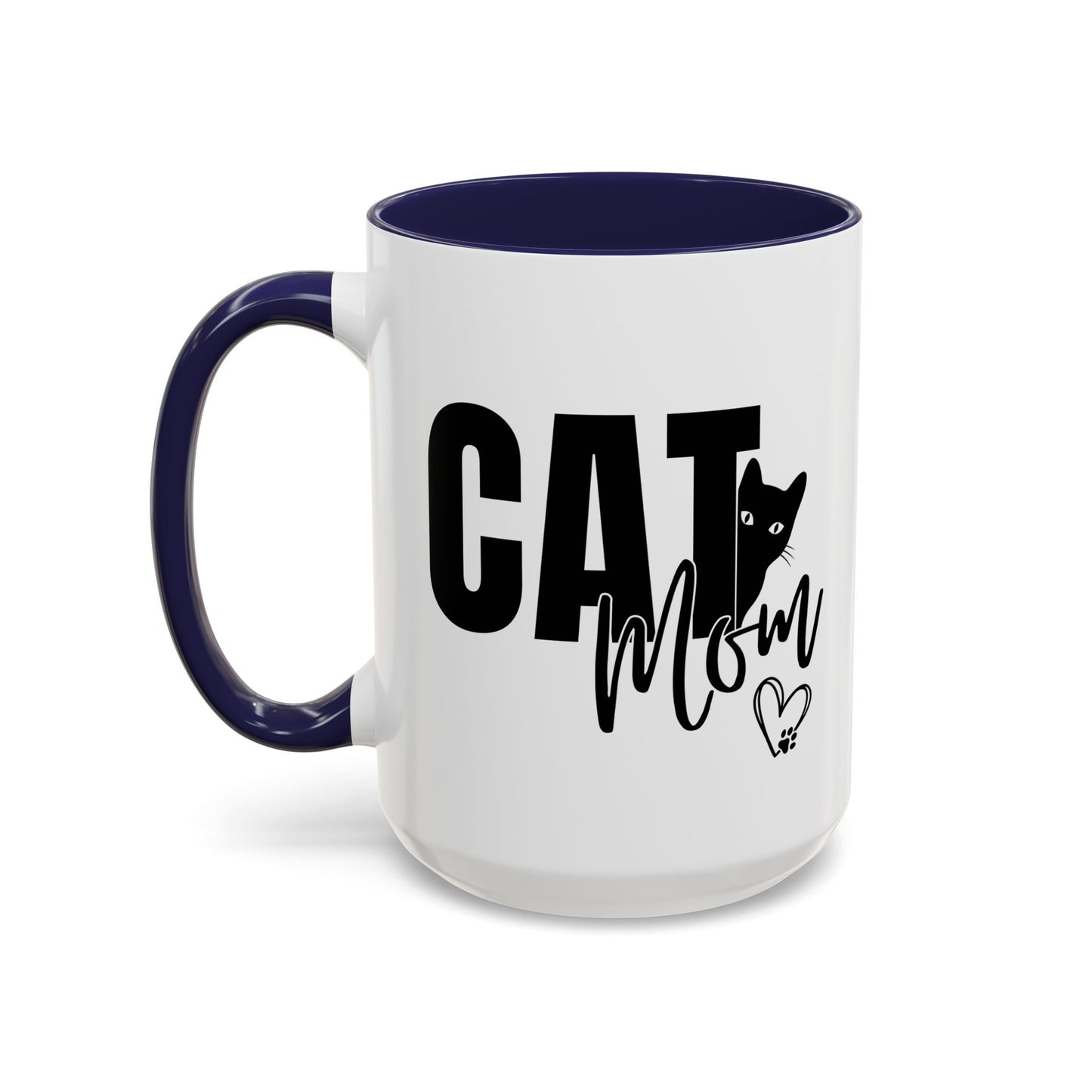 Cat Mom Accent 15oz Coffee Mug – Perfect Gift for Cat Lovers