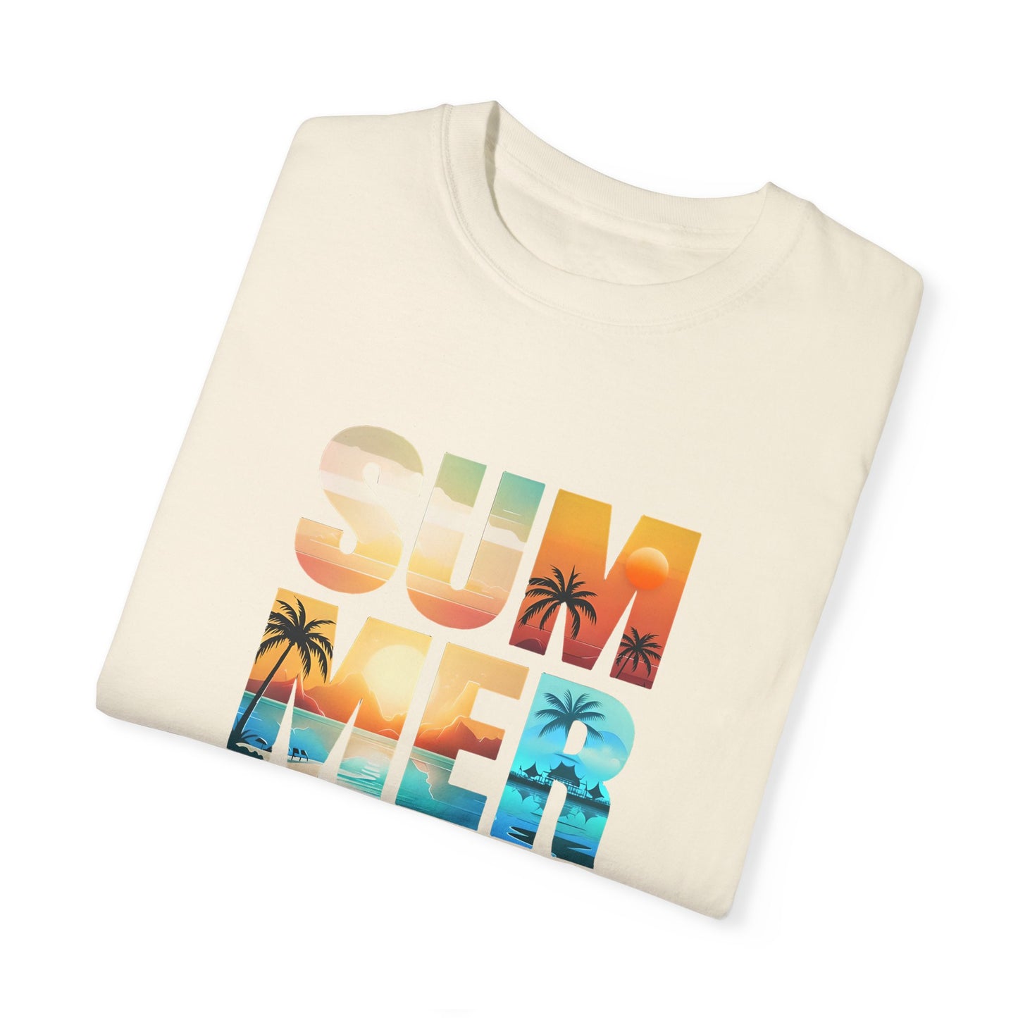 Summer Vibes Unisex Garment-Dyed T-shirt - Relaxed Beach Style Tee