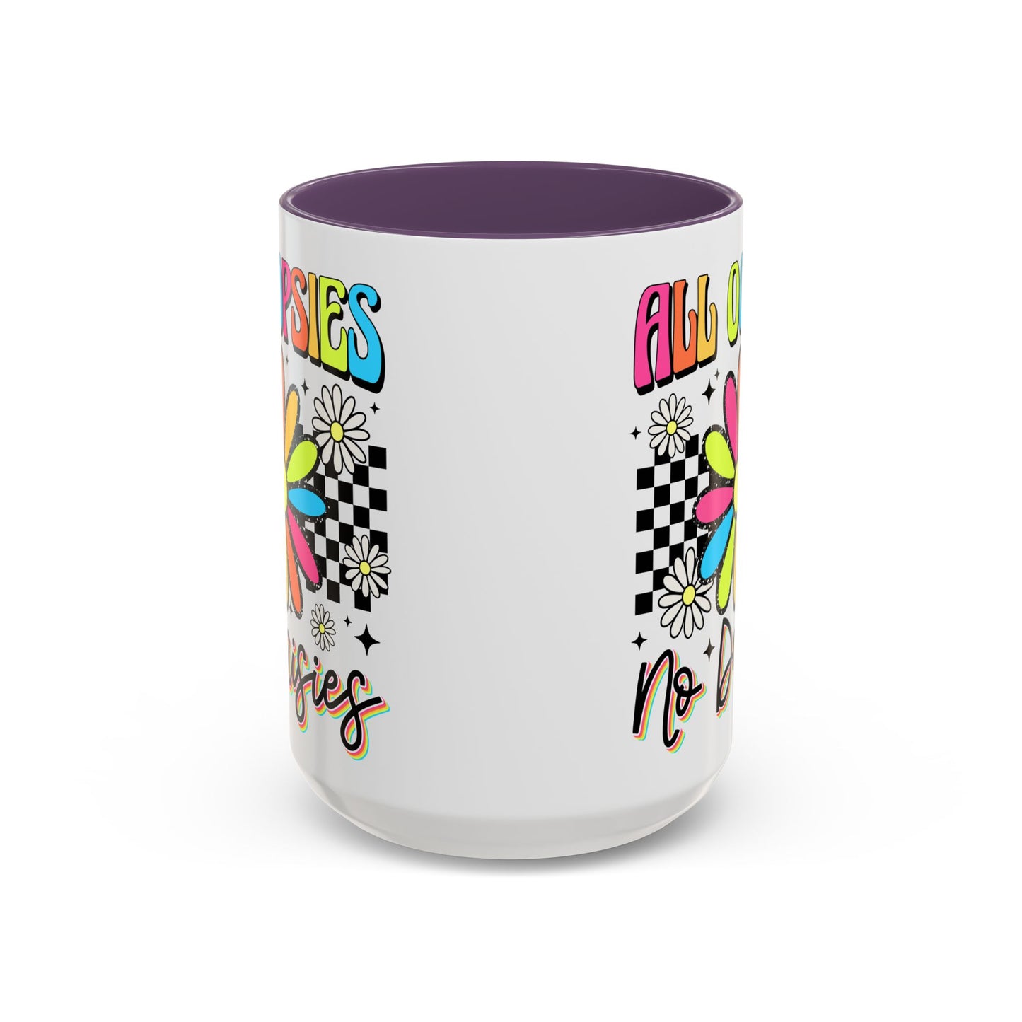 Colorful Flower Accent 15oz. Coffee Mug - 'All Oopsies, No Daisies'