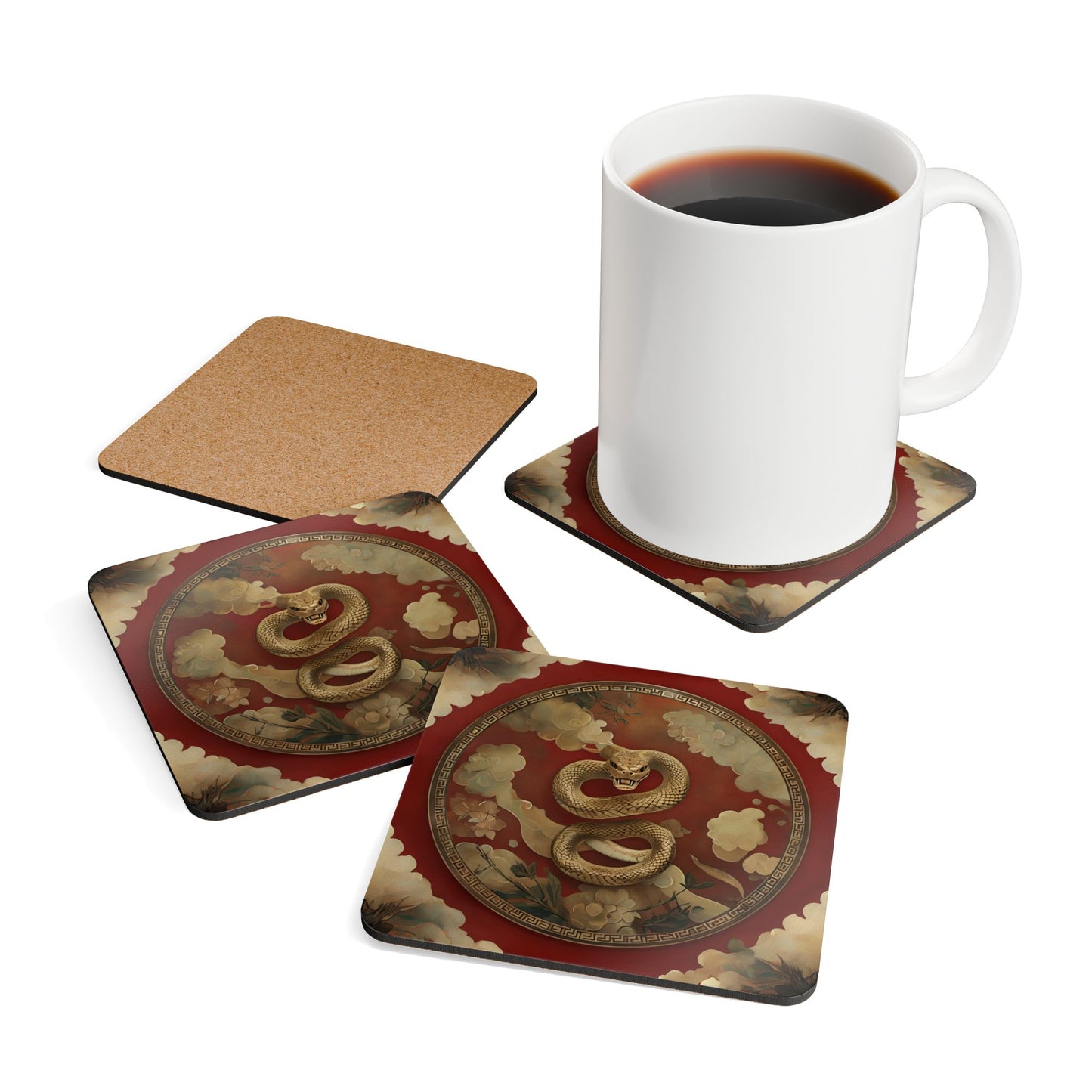 Dragon-Themed Cork Coaster Set – Perfect for Home Decor and Gifting