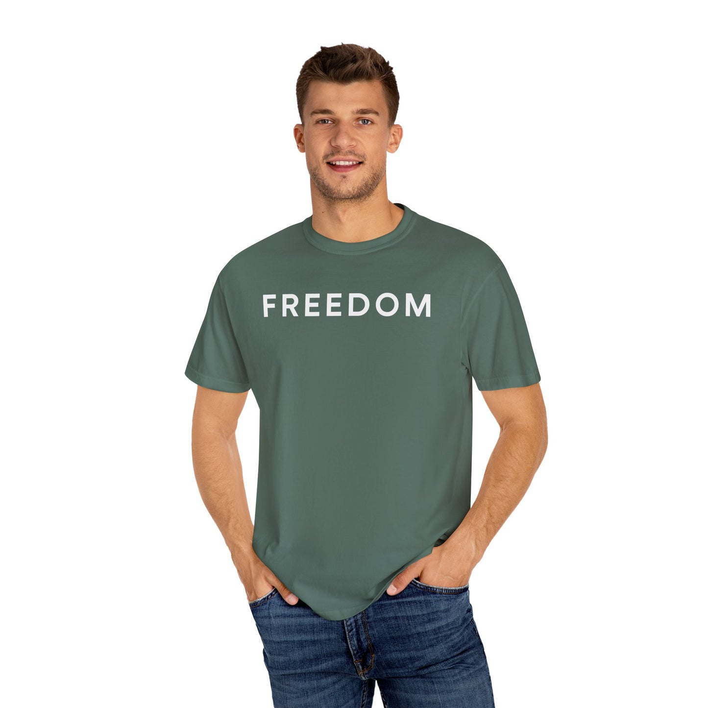 Freedom Unisex Garment-Dyed T-shirt - Casual Tee, Thought-Provoking Apparel, Perfect for Gifts, Statement Tees, Everyday Wear
