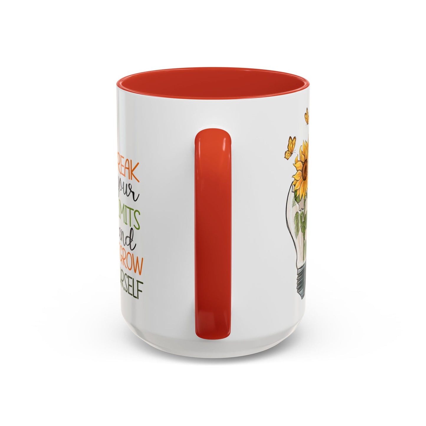 Inspirational Sunflower Coffee Mug - Break Your Limits & Outgrow Yourself - 15oz