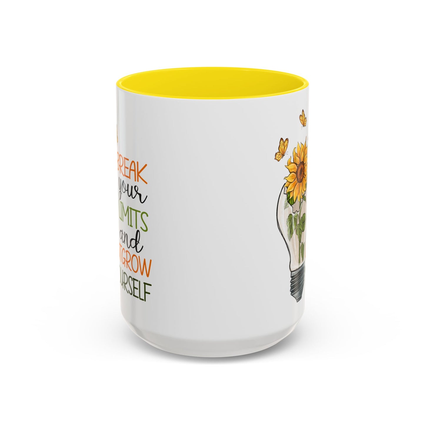 Inspirational Sunflower Coffee Mug - Break Your Limits & Outgrow Yourself - 15oz