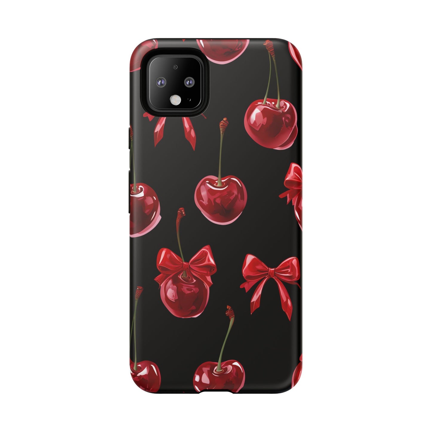 Coquette-Cherry Print Tough Phone Case - Stylish & Durable Protection