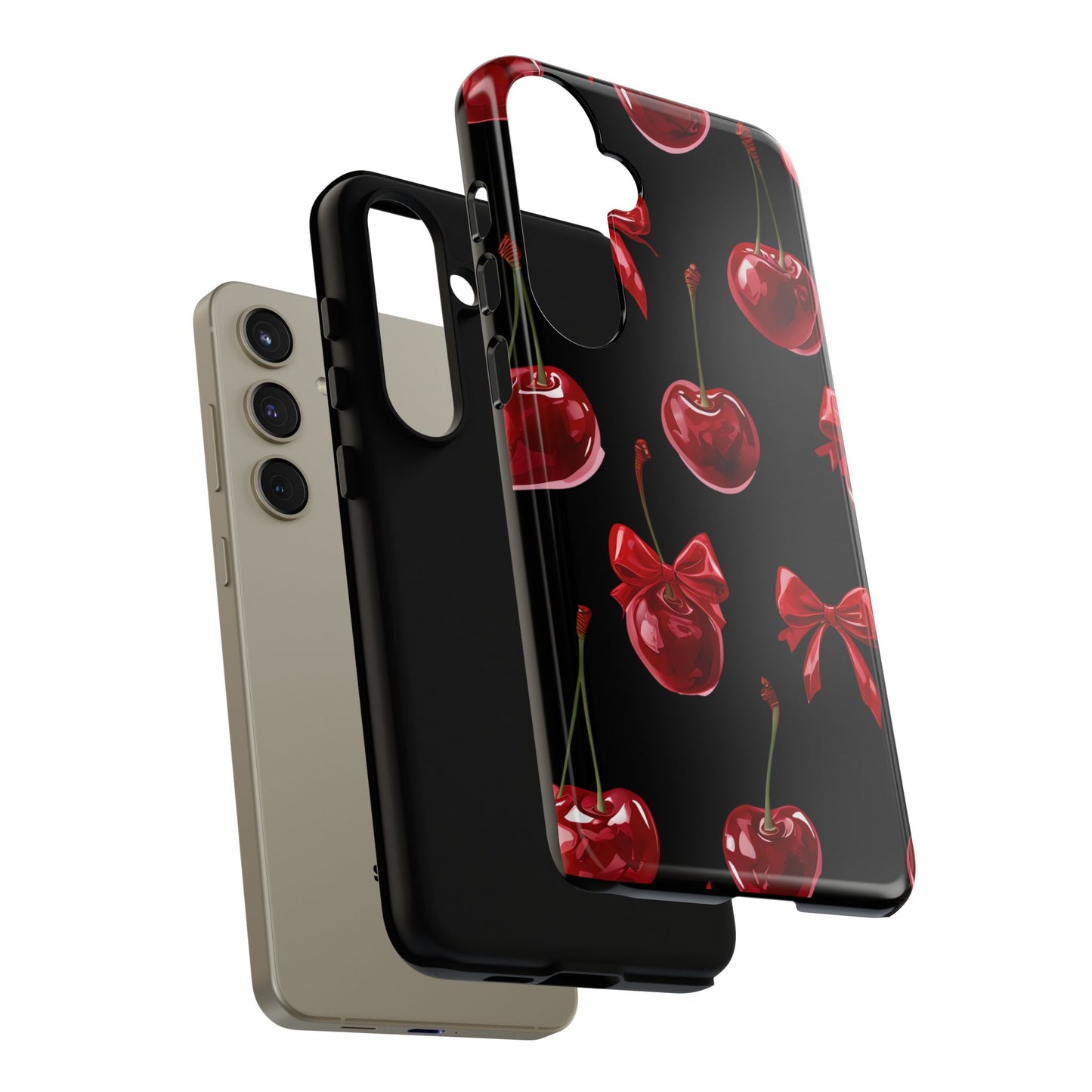 Coquette-Cherry Print Tough Phone Case - Stylish & Durable Protection