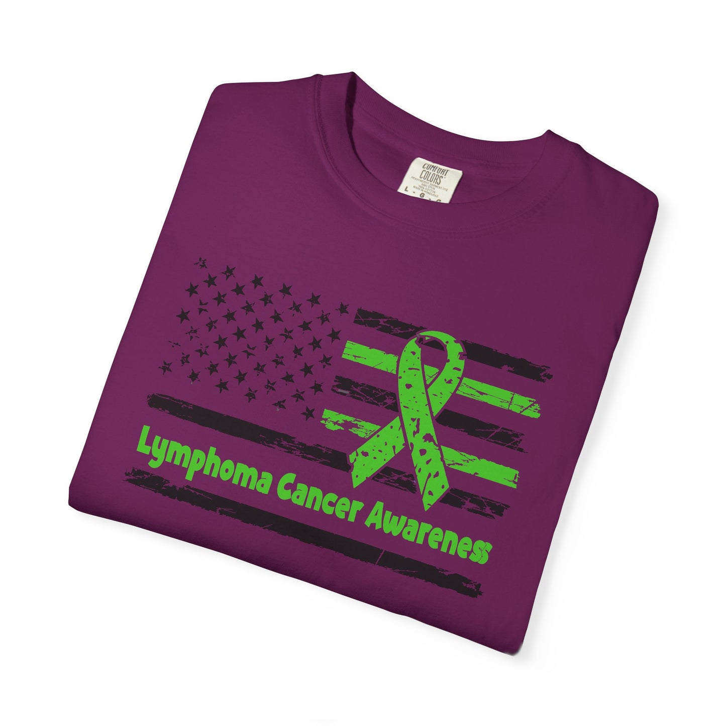 Lymphoma Awareness T-Shirt, Unisex Garment-Dyed Tee, Cancer Support Shirt, Green Ribbon Tee, Gift for Awareness Events