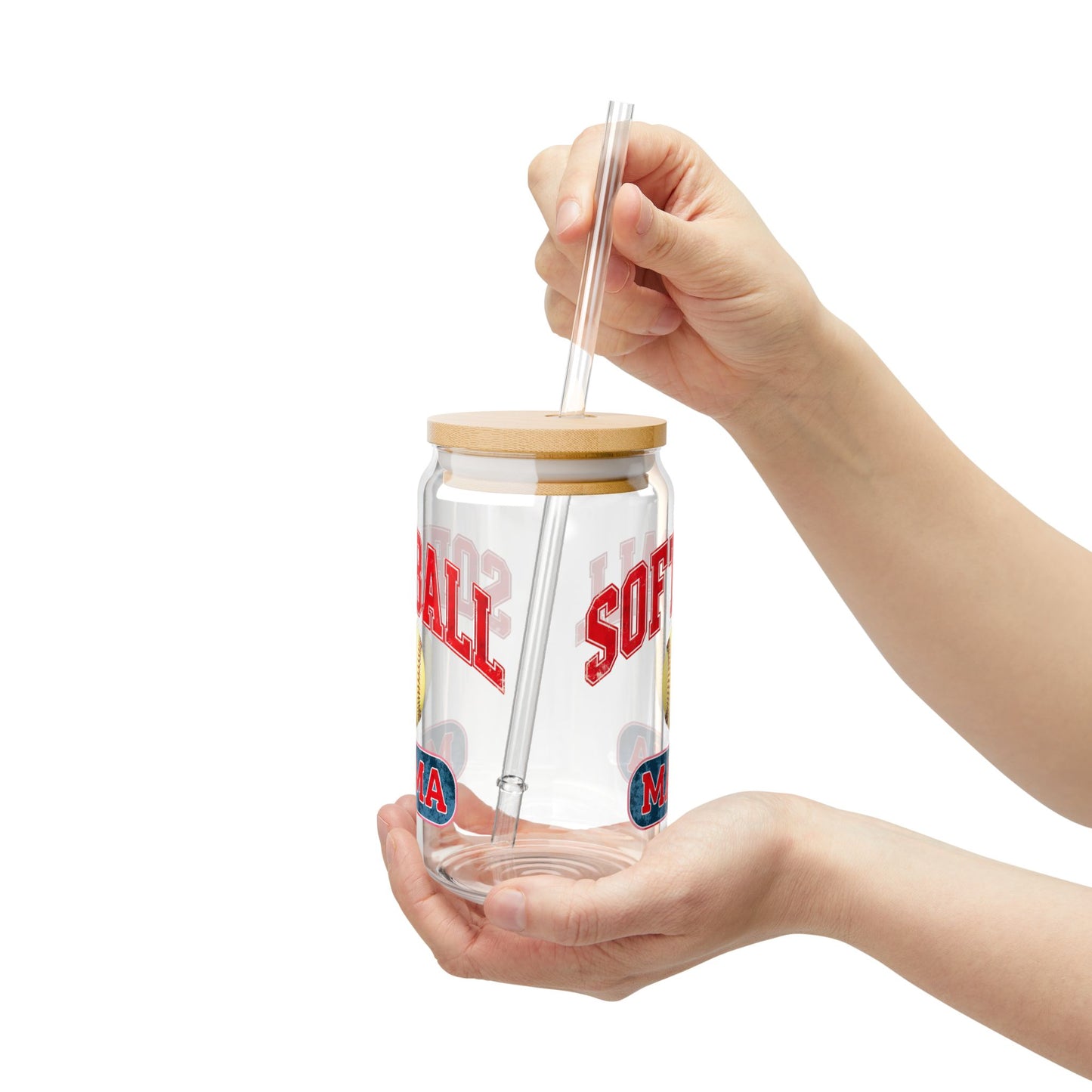 Softball Mama Sipper Glass - 16oz Drinkware for Sports Fans