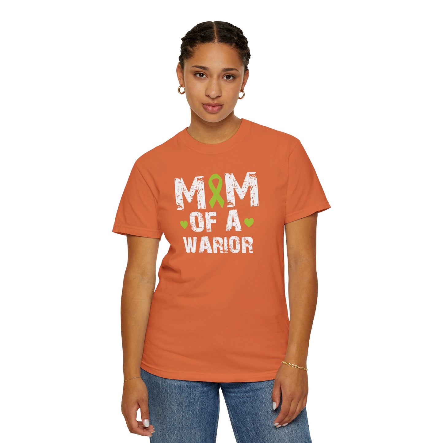 Mom of a Warrior T-Shirt, Garment-Dyed Tee for Support, Awareness Gift, Fight Against Cancer, Mother's Day Apparel