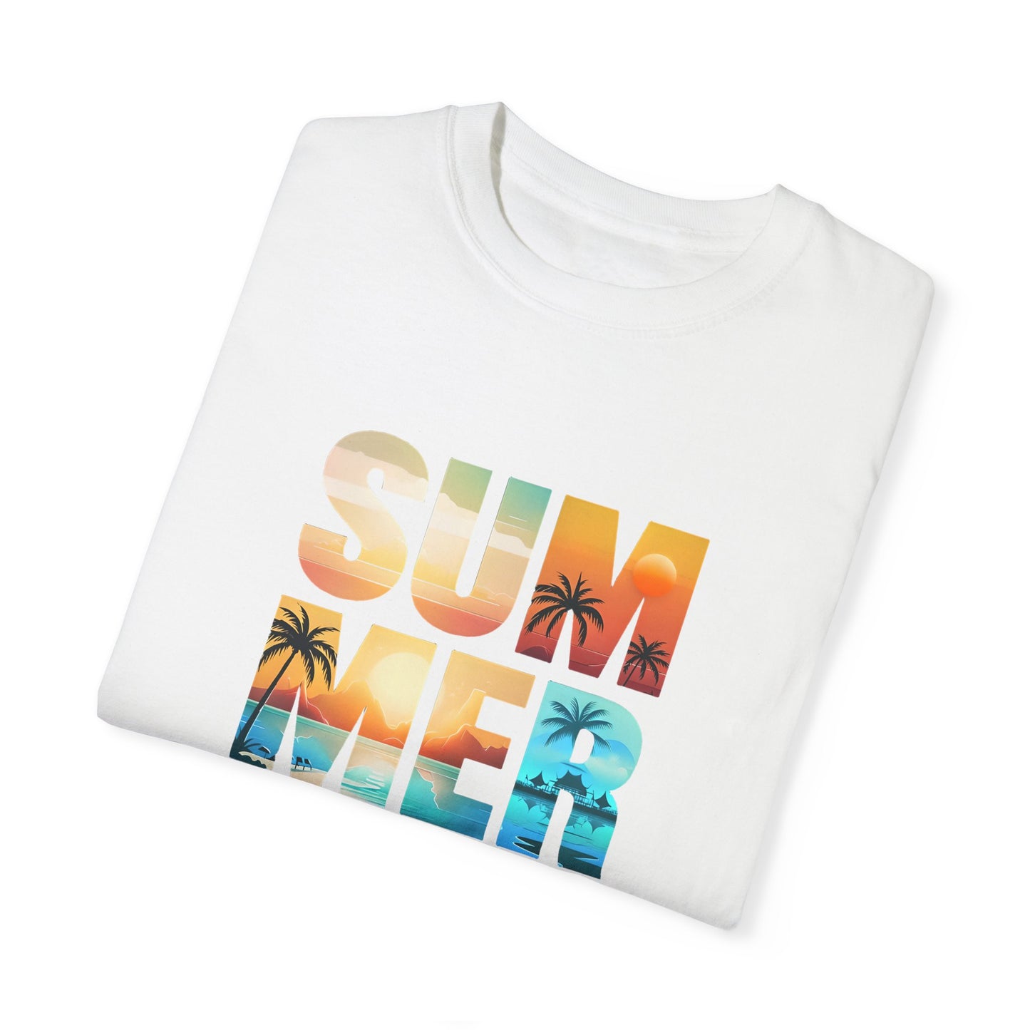 Summer Vibes Unisex Garment-Dyed T-shirt - Relaxed Beach Style Tee