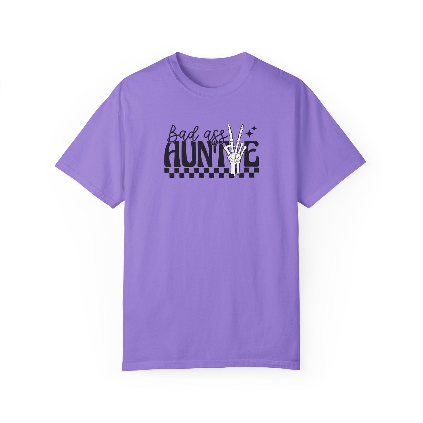 Bad Ass Auntie T-Shirt - Trendy Unisex Garment-Dyed Tee for Cool Aunts