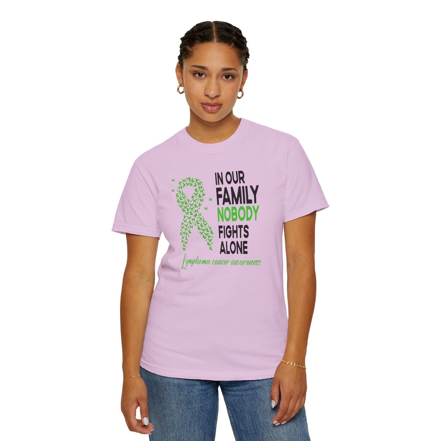 Lymphoma Awareness T-Shirt, Family Support Tee, Garment-Dyed Shirt, Cancer Awareness Apparel, Gift for Caregivers, 5K Event Shirt