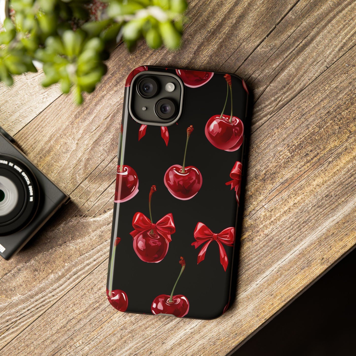 Coquette-Cherry Print Tough Phone Case - Stylish & Durable Protection