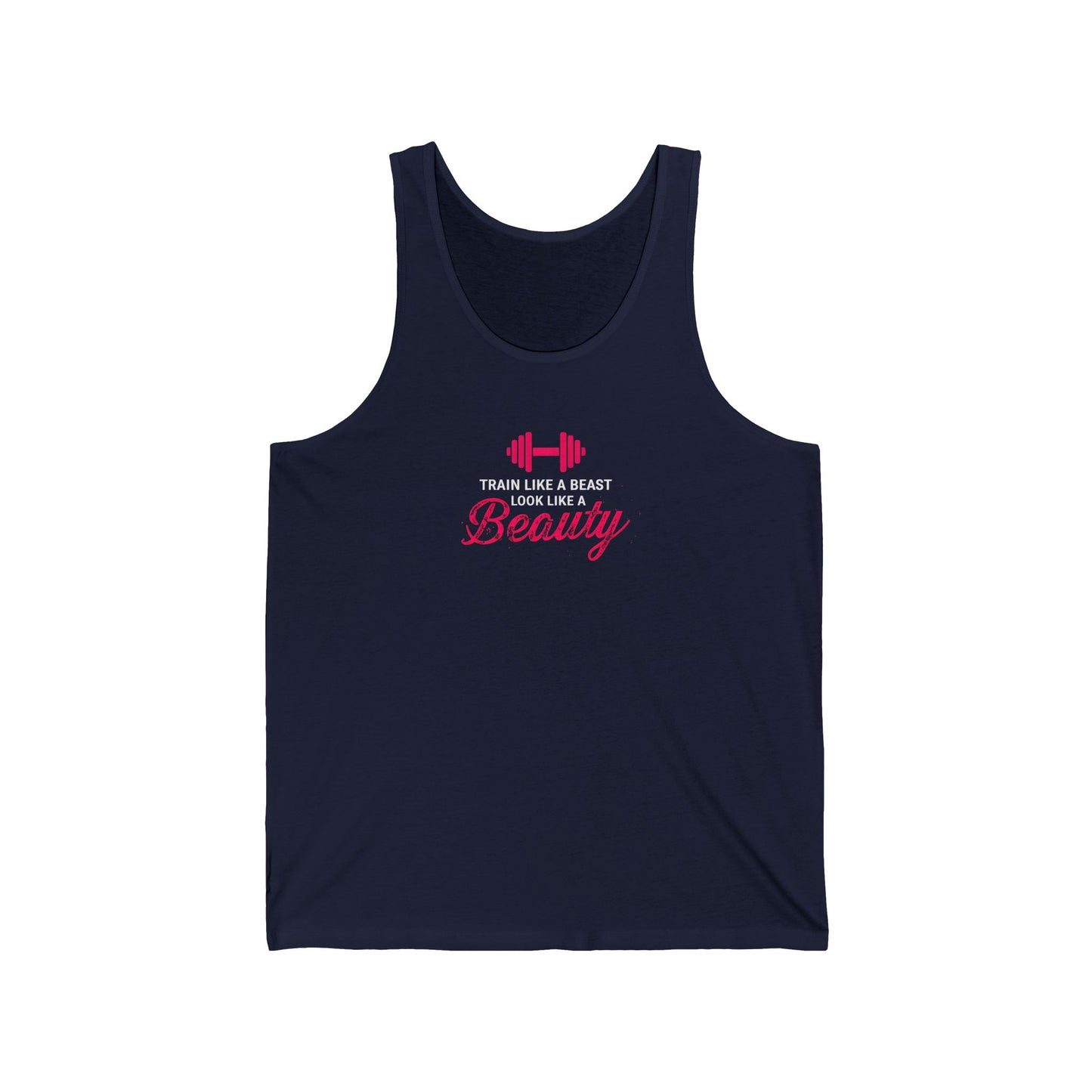 Fitness Inspirational Unisex Jersey Tank - "Train Like a Beast, Look Like a Beauty"